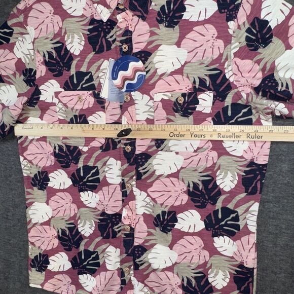 ROWM Mens Button Up Shirt Casual Purple w/ Palm Leaf Floral Print Sz L‎ NEW $59 - Picture 5 of 8